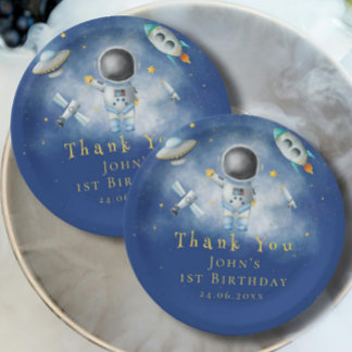 Space Astronaut Boy-raketten met sterren Birthday  Papieren Bordje