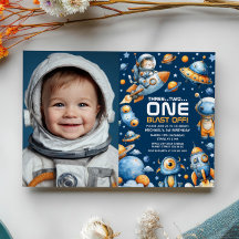 Space Astronaut Cat Blast Off 1st Birthday Photo