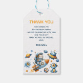 Space Astronaut Cat Galaxy 1st Birthday Thank You Cadeaulabel (Voorkant)