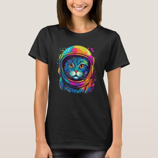 Space Astronaut Cat  Men Women Kids Space Cat T-shirt (Voorkant)