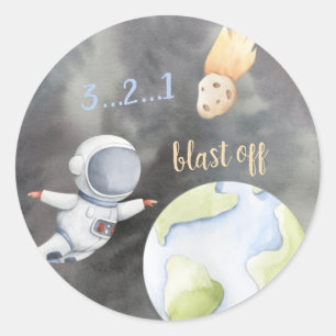 Space Astronaut Cupcake Topper Classic Round Stick Ronde Sticker