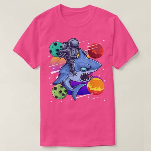 Space Astronaut Day Riding Shark Galaxy Planets St T-shirt (Design voorkant)