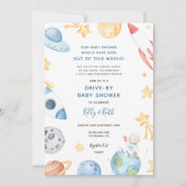 Space Astronaut Drive-By Baby shower Uitnodiging (Voorkant)