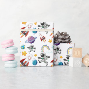 Space Astronaut eerste verjaardagsfeest uitnodigin Cadeaupapier