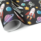 Space Astronaut eerste verjaardagsfeest uitnodigin Cadeaupapier (Rol Hoek)