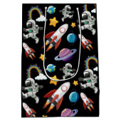 Space Astronaut eerste verjaardagsfeest uitnodigin Medium Cadeauzakje (Achterkant)