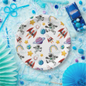 Space Astronaut eerste verjaardagsfeest uitnodigin Papieren Bordje (Feest)