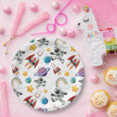 Space Astronaut eerste verjaardagsfeest uitnodigin Papieren Bordje (Feest)