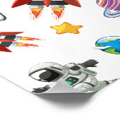 Space Astronaut eerste verjaardagsfeest uitnodigin Poster (Hoek)