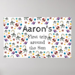 Space Astronaut eerste verjaardagsfeest uitnodigin Poster