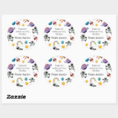 Space Astronaut eerste verjaardagsfeest uitnodigin Ronde Sticker (Vel)