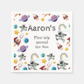 Space Astronaut eerste verjaardagsfeest uitnodigin Servet (Voorkant)