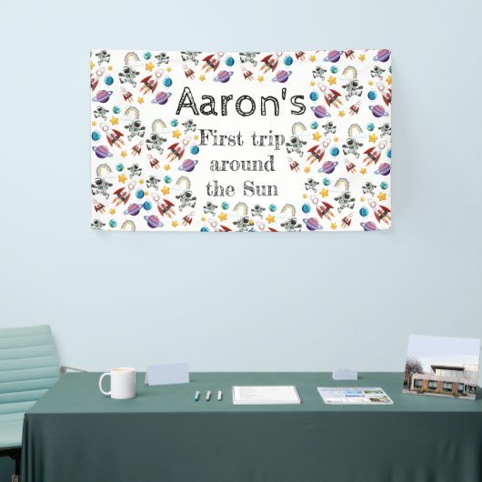 Space Astronaut eerste verjaardagsfeest uitnodigin Spandoek (Beurs)