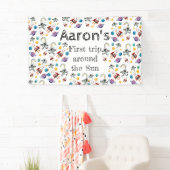 Space Astronaut eerste verjaardagsfeest uitnodigin Spandoek (Insitu)