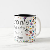 Space Astronaut eerste verjaardagsfeest uitnodigin Tweekleurige Koffiemok (Voorkant rechts)