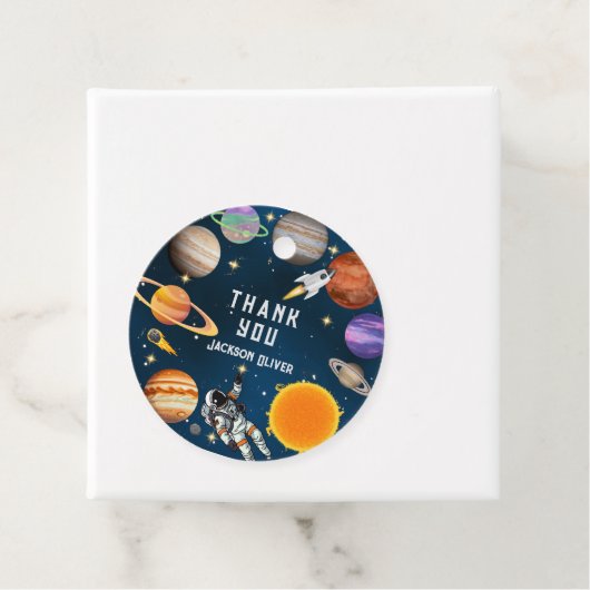 Space Astronaut First Birthday Party Bedankjes Labels (In situ)