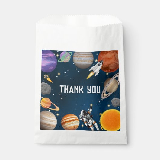 Space Astronaut First Birthday Party Bedankzakje (Voorkant)