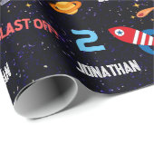 Space Astronaut First Birthday Party Cadeaupapier (Rol Hoek)