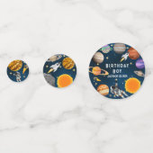 Space Astronaut First Birthday Party Confetti (Achterkanten)