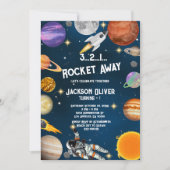 Space Astronaut First Birthday Party Kaart (Voorkant)