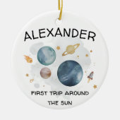 Space Astronaut First Birthday Party Keramisch Ornament (Voorkant)