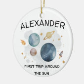 Space Astronaut First Birthday Party Keramisch Ornament (Links)