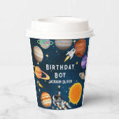 Space Astronaut First Birthday Party Papieren Bekers (Achterkant)