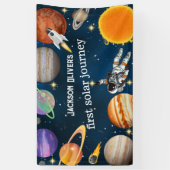 Space Astronaut First Birthday Party Spandoek (Verticaal)