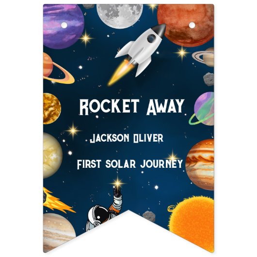 Space Astronaut First Birthday Party Vlaggetjes (Eerste vlag)