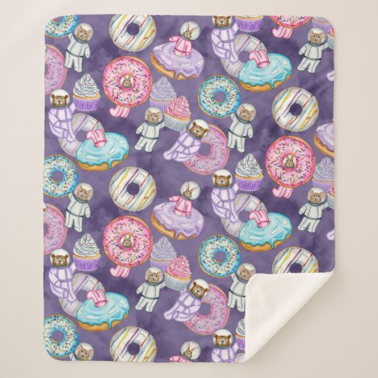 Space Astronaut Forest Vrienden met Zoete Treats Sherpa Deken (Voorkant)
