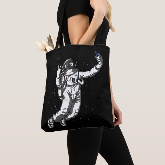 Space Astronaut Funny Selfie Cosmic Galaxy Tote Bag (Dichtbij)