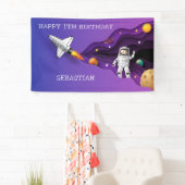Space Astronaut galaxy planeten jongen Verjaardags Spandoek (Insitu)