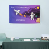 Space Astronaut galaxy planeten jongen Verjaardags Spandoek (Beurs)