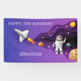 Space Astronaut galaxy planeten jongen Verjaardags Spandoek