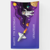 Space Astronaut galaxy planeten jongen Verjaardags Spandoek (Verticaal)