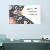 Space Astronaut galaxy planeten jongen Verjaardags Spandoek (Beurs)