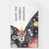 Space Astronaut galaxy planeten jongen Verjaardags Spandoek (Verticaal)