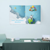 Space Astronaut Galaxy Planets 1e Verjaardagsfeest Spandoek (Beurs)