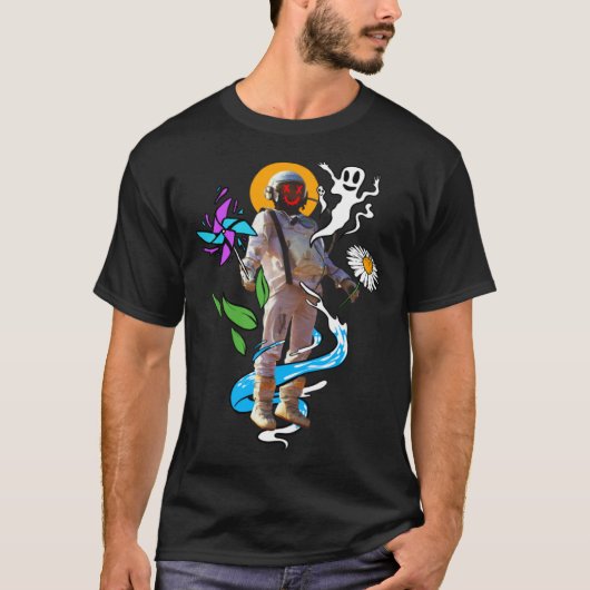 Space astronaut ghosts flower t-shirt (Voorkant)