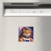 Space Astronaut Ginger Cat illustratie Magneet (Insitu (Vaatwasser))