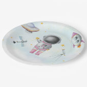 Space Astronaut Girl roze raketsterren Baby shower Papieren Bordje (Gekanteld)