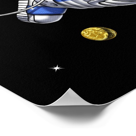Space Astronaut Gitaar spelen Poster (Hoek)
