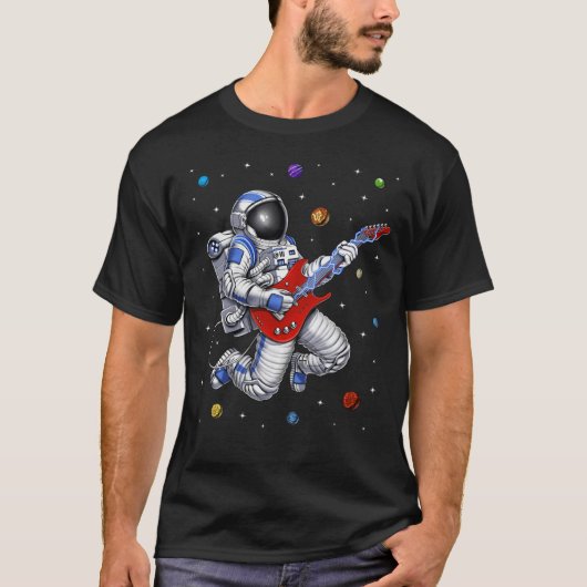 Space Astronaut Gitaar spelen T-shirt (Voorkant)