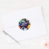 Space Astronaut Happy Birthday Ronde Sticker (Envelop)