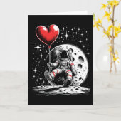 Space Astronaut Heart Bylloon Valentine's Day Vale Kaart (Gele Bloem)