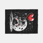Space Astronaut Heart Lloon Valentijnsdag Valent Fleece Deken (Voorkant (Horizontaal))
