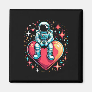 Space Astronaut Heart Lloon Valentijnsdag Valent Magneet