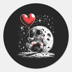 Space Astronaut Heart Lloon Valentijnsdag Valent Ronde Sticker