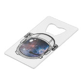 Space Astronaut Helmet Creditkaart Flessenopener (Achterkant Gekanteld)