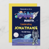 Space Astronaut Jongens Verjaardagsfeest Kaart (Voorkant / Achterkant)